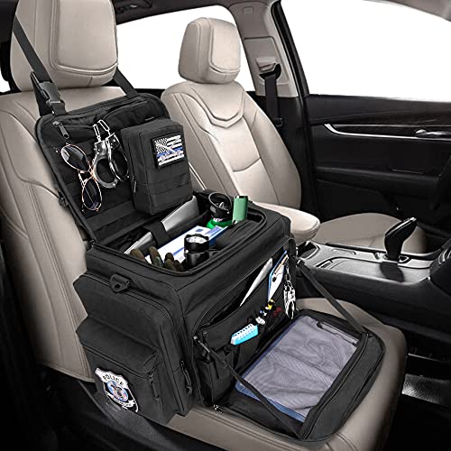 Patrol Bag for Law Enforcement, Duty Bag for Police Gear, Car Front Seat Organizer for Military Equipment, up to 15.6" Laptop Layer, MOLLE Compatible