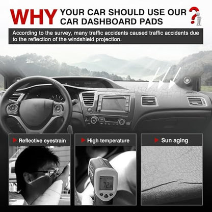 Autorder Dashboard Cover Mat for Honda Civic 2012-2015 Accessories Dash Cover Upgrade Velvet Dash Mat Sunshade Glare UV Rays Protector - size: 2012-2015 Honda Civic