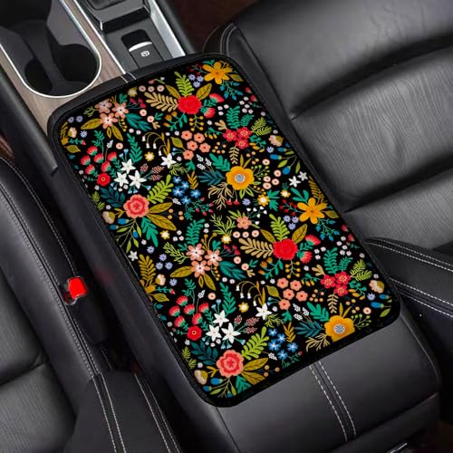 Garden wildflowers Universal Armrest Cover Pad, Car Center Console Cushion Pad, Protect from Pet Claws, Dirt, and Sticky Fingers, Comfortable Car Decor Accessories Fit for Most Cars, Vehicles, SUVs - color: Garden wildflowers