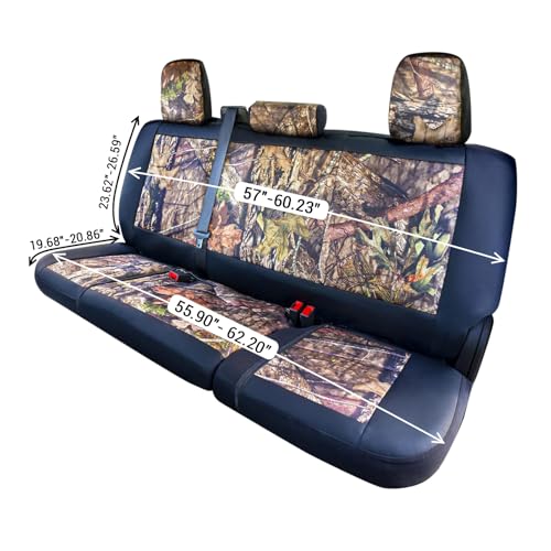 Mossy Oak Camo Truck Bench Seat Cover Fits All Full-Size Silverado F-150 Ram Sierra Titan Tundra Pickup Trucks; Folding Bench or Standard Bench Seats; 70% Polyester, 30% Polyurethane - color: Truck Rear Cover Camo