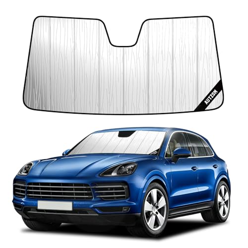 Windshield Sun Shade for Porsche Cayenne 2019-2026, Custom-fit Windshield Cover, Heat Insulation Shield, Protect Dashboard, Foldable Car Window Shades - Porsche Cayenne Accessories