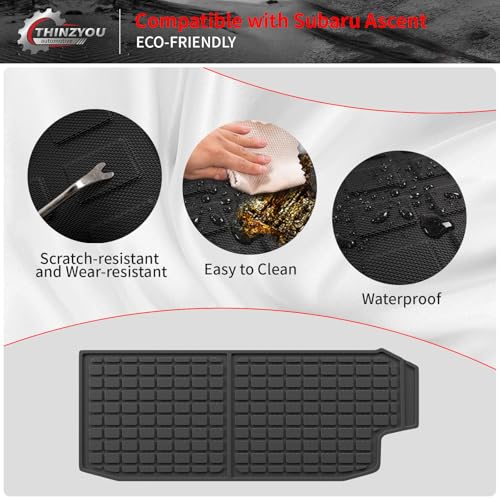 Cargo Mat Compatible with 2019-2025 2026 Subaru Ascent Cargo Liner Trunk Liner TPE Back Seat Cover Protector 2023 Ascent Accessories (Fit 7&8 Seats, Trunk Mat+3rd Row Backrest Mats) - style: For Aubaru Ascent | 2019-2026