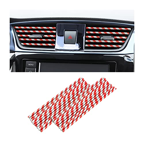 20PCS Car Air Conditioner Decoration Strip, DIY Air Vent Outlet Trim Strip Bendable Car Interior Accessories, Car Molding Strip for Most Air Vent Outlet (Red/Stripe) - color: Red/Stripe