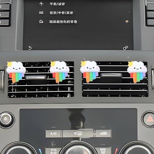 5pcs Car Air Vent Clip,Colourful Cartoon Cloud Car Air-Conditioning Outlet Clip Charm,Cute Rainbow Auto Interior Decoration Accessory,Air Freshener Decor Gift for SUV,Truck,Bus