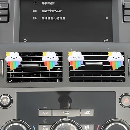 5pcs Car Air Vent Clip,Colourful Cartoon Cloud Car Air-Conditioning Outlet Clip Charm,Cute Rainbow Auto Interior Decoration Accessory,Air Freshener Decor Gift for SUV,Truck,Bus