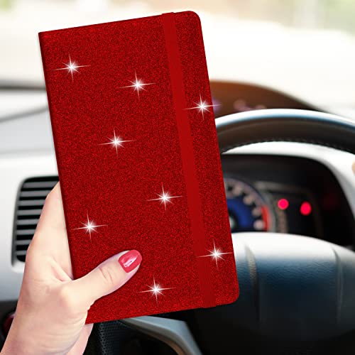 Wisdompro Car Document Holder Organiser, PU Leather Vehicle Insurance and Registration Holders Wallet Case for ID Card, Driving Licence, Key Contact Information Cards - color: Glitter Red