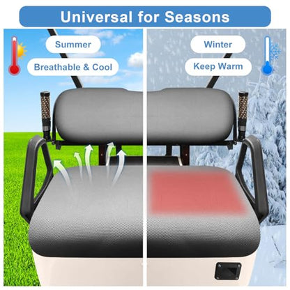 Universal Golf Cart Seat Covers Set for EZGO TXT/ RXV, Club Car DS/ Precedent, Yamaha G29/ Drive 2 Front Seats, Durable Breathable Bench Seat Covers Washable Polyester Mesh Cloth Without Logo, Gray - color: Gray