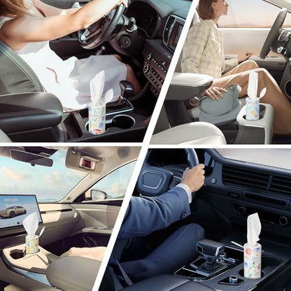 Car Tissues Cylinder 4 Packs Round Tissue Box Holder Perfect for Car Cup Holder, Napkins Box Round Container with Facial Tissues for Travel Car Bathroom Office School - color: Ct-1