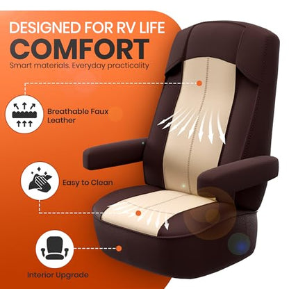 VALUN RV Seat Covers (Brown 2 Pack) – Captains Chair Seat Covers for RV Captain Chair & Motorhome Chairs, Universal Fit RV Chair Covers for Camper, Trailer, Van, Protects Against Dirt, Spills & Wear - style: BROWN (2PK RV COVER)