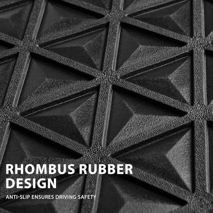 CAR PASS Bling Diamond Car Mats Rubber Floor Mats Full Set Anti-Slip 3D Rhombus Waterproof Trim to Fit Liner Universal Glitter Crystal Sparkly Shining Rhinestone Girl Women SUV Sedan Van, Black Silver - color: Silver Diamond