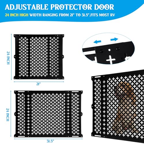 Gisafai RV Screen Door Protector for Dogs, 24 Inch High Adjustable RV Screen Door Guard Adjusts from 21''- 31.5'', Aluminum Alloy Protector Grille Defender for Camper, Black - size: 24 Inch High, style: Classic