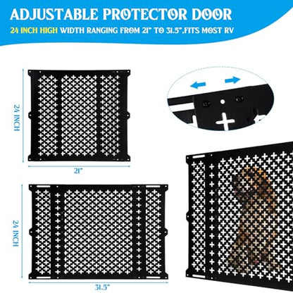 Gisafai RV Screen Door Protector for Dogs, 24 Inch High Adjustable RV Screen Door Guard Adjusts from 21''- 31.5'', Aluminum Alloy Protector Grille Defender for Camper, Black - size: 24 Inch High, style: Classic