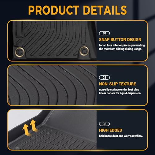 All-Weather TPE Rubber Floor Mats Compatible with 2009 2010 2011 2012 2013 2014 2015 2016 Audi S4 A4, Custom Fit Full Car Carpet Liners Set (Black)