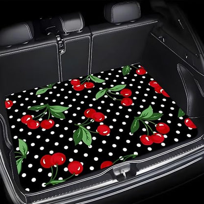 Universal Car Trunk Mat 29" x 39",Cherry Polka Dot Print All Weather Trunk Protection Cargo Liner, Durable Cargo Mat Rear Trunk Liner, Stylish Vehicle Interior Accessories Suitable for Most Car Models - color: Cherry Polka Dot