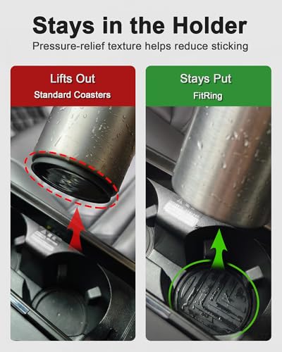 FitRing Adjustable Car Cup Holder Coasters, 2.75"–3.54" Adjustable Diameter, Silicone Coaster Upgrade Helps Reduce Side Gaps and Stay Put, 2-Pack - color: Pink