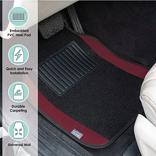 FH Group Automotive Floor Mats – Universal Fit Premium Carpet Car Mats with Driver Heel Pad, Full Set for Cars, SUVs & Trucks - Burgundy - color: Burgundy