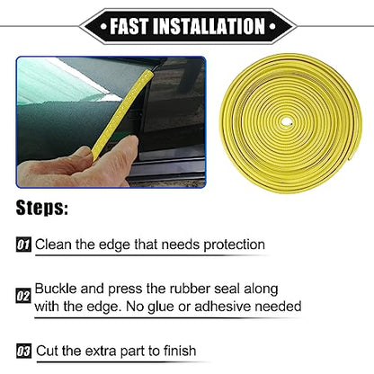 Car Door Edge Guard, 32.8ft U Shape Rubber Edge Trim Seal Strip Protector Universal for Car Truck ATV Boat Multifunctional No Glue PVC Iron Yellow - color: Yellow