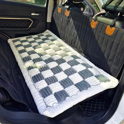 Backseat Pet Bed Mat, Truck Plaid Dog Bed for Car Back Seat, Deluxe Dog Seat Covers, Non-Slip Travel Pet Mat, Fit for Backseat Extenders and Trucks SUVs (Bluegrey&White, 24.8x54 inch) - color: BlueGrey&White