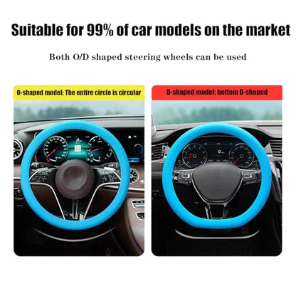 Stretchy Silicone Car Steering Wheel Cover - Universal Fit for Most Cars,Anti Slip Odorless Stretchy Steering Wheel Cover, Fit 14''/15''/16'' Steering Wheel Grip