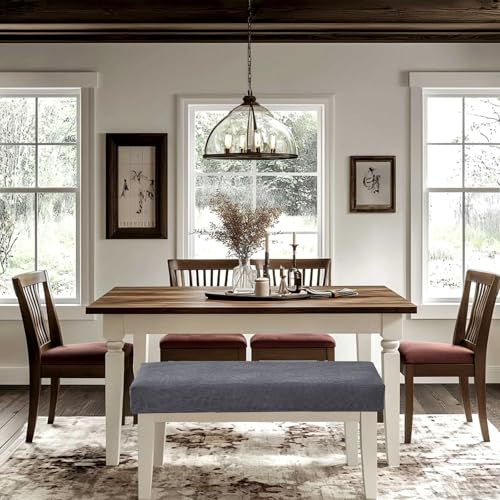 FUANGUI Waterproof Bench Cover, Stretch Jacquard Dining Bench Cover for bedrooms, Living Rooms, Kitchens, Protector Chair Bench Piano Bench Seat Covers Stool Slipcover Removable, Washable - Dark Grey - color: Jacquard Dark Grey