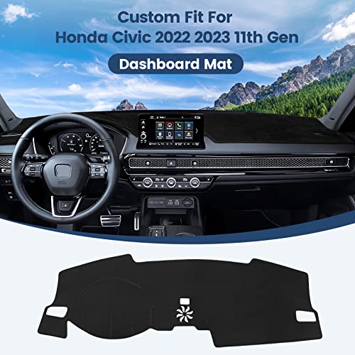Dashboard Cover Mat Custom Fit for Honda Civic 2022 2023 2024 2025 2026 Dash Cover for 11th Gen Nonslip Dash Mat Protector Sunshade No Glare Black