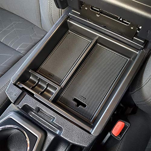 Center Console Accessory Organizer Compatible with Toyota Tacoma 2016 2017 2018 2019 2020 2021 2022 2023, ABS Material Box Insert Tray (Black trim) - color: black