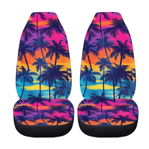 Dreaweet Hawaiian Palm Tree Print Car Seat Covers Front Seats Only Universal Car Seat Cover Soft Front Seat Covers for Cars SUV Trucks 2 Piece Careat Protector Car Seat Cover - color: Hawaiian Palm Tree