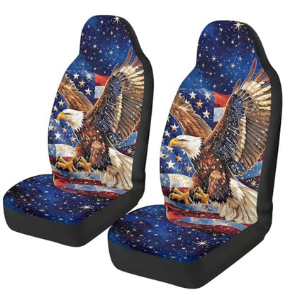 Car Seat Covers Front Seats Only Breathable Elastic Fabric Cover American Flag Eagle Auto Interior Protection Anti-Slip Back Fabric Universal Fit Most Cars SUV Van Truck - color: American Flag Eagle