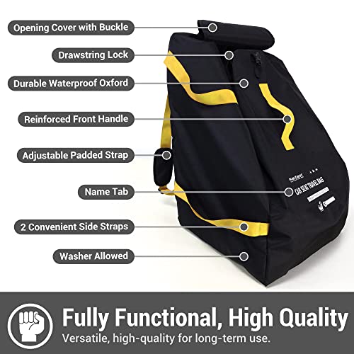 Car Seat Travel Bag Backpack for Air Travel - Karfast Universal Infant Carseat Gate Check Bag Cover for Airplane, Foldable with Pouch, Yellow
