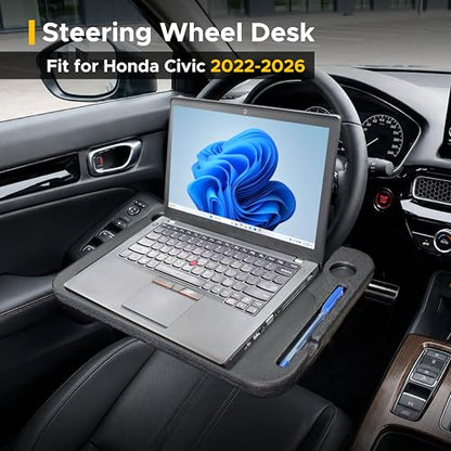 EcoNour Steering Wheel Desk Tray Compatible for Civic Honda 2022-2026 | Car Laptop Mount Tray with Pen Holder | Food & Drink Holder | Multipurpose Travel Car Accessories - size: Fit for Civic Honda 2022-2026