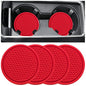 ZSDY Car Cup Coaster, 4PCS Universal Auto Non-Slip Cup Holder Embedded in Ornaments Silicone Coaster, Car Interior Accessories Sets, Red - color: Red