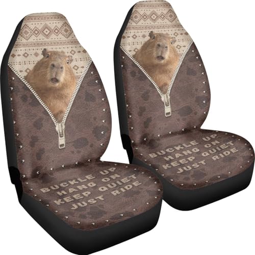 2 Pieces Car Front Seat Covers Aztec Capybara Print Auto Seat Protector for Cars Front Seats High Back Seats Cover for SUV, Universal Fits, Brown - color: Brown - Aztec Capybara