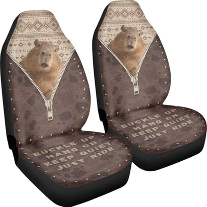 2 Pieces Car Front Seat Covers Aztec Capybara Print Auto Seat Protector for Cars Front Seats High Back Seats Cover for SUV, Universal Fits, Brown - color: Brown - Aztec Capybara