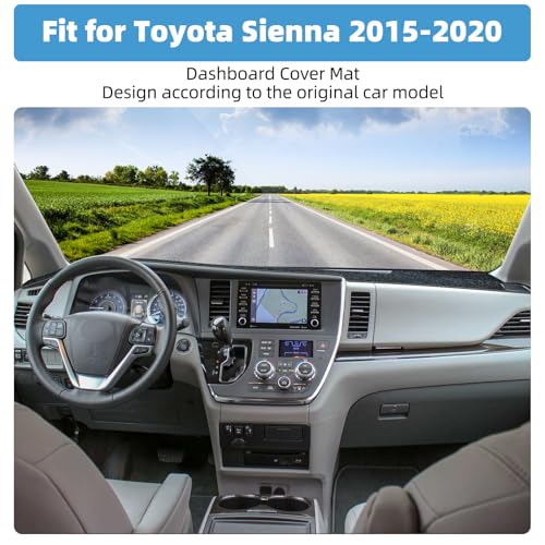 Dash Cover Mat Compatible with Toyota Sienna 2015-2020 Non-Slip Dashboard Cover Mat Sunshade UV Rays Protector Interior Accessories - size: Sienna 2015-2020