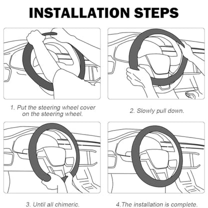 Treat People with Kindness Car Leather Steering Wheel Cover - 15-inch Universal Microfiber- Soft & Breathable & Silicone Anti Slip Auto Steering Wheel Wrap for Women - color: Treat People with kindness