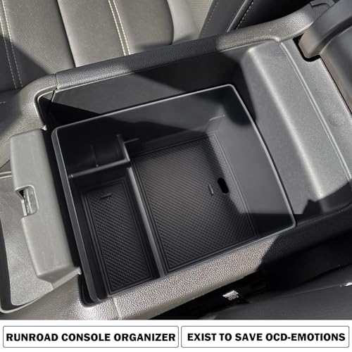 RUNROAD Center Console Organizer Compatible with GMC Acadia 2017-2023 Accessories, Insert Armrest Storage Tray Console Organizer Secondary Storage Box, Black
