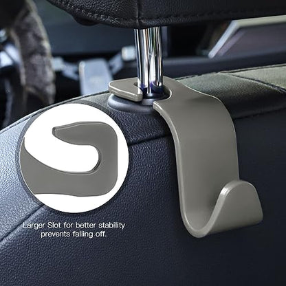 Soleebee 4 Pack Car Headrest Hooks - Universal Auto Hooks, Back Seat Hangers, Storage Organizer (Grey) - color: Gray