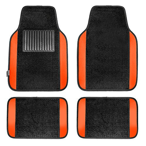 FH Group Automotive Floor Mats – Universal Fit Premium Carpet Car Mats with Driver Heel Pad, Full Set for Cars, SUVs & Trucks - Orange - color: Orange