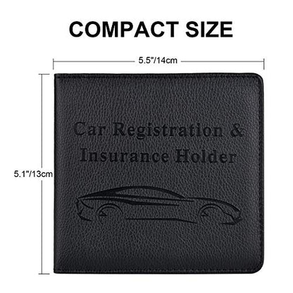 Car Registration and Insurance Holder, Vehicle Glove Box Car Organizer Men Women Wallet Accessories Case for Cards, Essential Document, Driver License, Black - color: Black