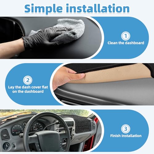 Dash Cover Mat for Ford Ranger 1995-2011 / Explorer 1995-2001 / Mercury Mountaineer 1997-2001 / Mazda B2300 B2500 B3000 B4000 1995-2010 Dashboard Cover Mat Sunshade UV Rays Protector Accessories - size: Compatible with Ranger 1995-2011