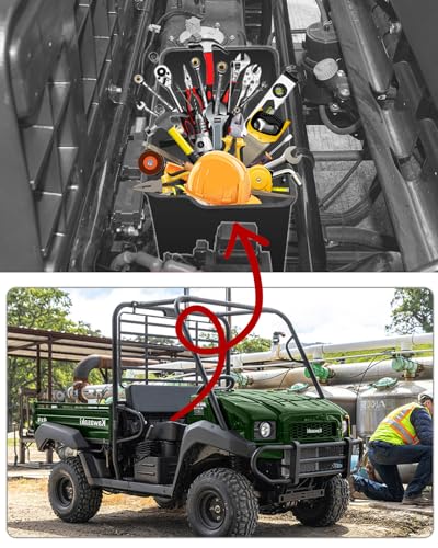 Under Seat Storage Box for 2009-2026 Kawasaki Mule 4000 4010 Accessories, 14L Waterproof Durable PP Passenger Side Tool Storage Bin Organizer Box