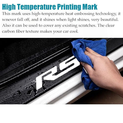 LEXLEY For 2019-2026 Blazer 2018-2026 Equinox 2018-2025 Traverse Carbon Fiber Style Leather Door Sill Protector Guard Sills Protector Trim,Welcome Pedal Protect 4PCS-SLIVER