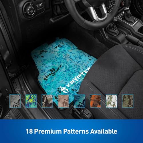 Coverking Universal Car Floor Mats Set of 2 (Front Driver and Passenger) Kryptek Glacier Camo - All-Weather Protection for Mud, Dirt, Rain, Spills, Non-Slip Backing, Fits Cars Trucks SUVs Jeeps - style: Kryptek Glacier