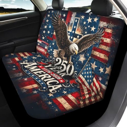 Howilath 250Th Anniversary Patriotic Car Seat Covers 4-Piece Front & Rear Seat Cushion Protectors Anti-Slip Breathable Easy to Install for SUV Sedan Truck - color: 250Th Anniversary Patriotic
