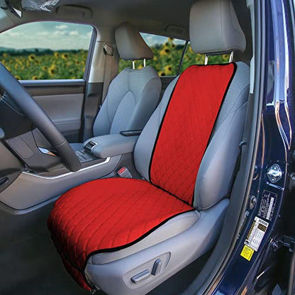 FH Group Car Seat Cushion – Neosupreme Single Front Seat Cover with Front Pockets, Airbag Compatible, Universal Fit Car Seat Cushion for Driver or Passenger Seat, SUV, Truck, Sedan & Van – Red - color: Red, style: Front