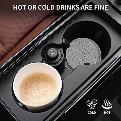 Car Cup Coaster [4 Pack] Silicone Car Coasters/Cup Mats - 2.75In Universal Non-Slip Recessed Car Interior Accessories - Car Cup Holder Insert Coasters Light Grey - color: 4 Pack-light Grey
