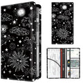 Premium Car Registration and Insurance Card Holder, Cute PU Leather Car Document Holder, Vehicle Glove Box Car Organizer with Magnetic Closure for Driver License, Cards Black Celestial Sky - color: Black Celestial Sky