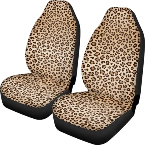 Pehede Car Seat Cover Leopard Front for Cars, Easy to Install Cover Set, Accessories Auto Trucks Van SUV,2 Packs - color: Multi19