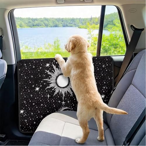 Gothic Sun Moon Car Door Protector for Dogs Covers for Car Back Door Protect for Pet Scratching 2 Packs Vehicle Doors Covers for Cars SUV/Truck - color: Gothic Sun Moon