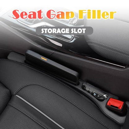 2PCS Car Seat Gapster, Car Seat Gap Filler for Filling Gaps Between Consoles, No Drop Seat Guard with Storage Slot, Black